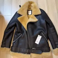希少❣️CRIMIE ムートン レザー ダブル ライダースジャケット 黒のサムネイル