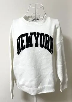 SHEIN NYロゴ入りニット ホワイト Sサイズ