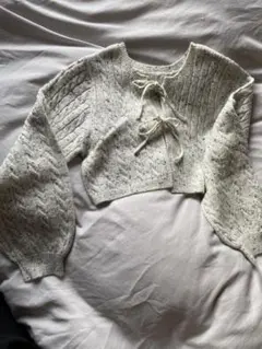 W CLOSET アイボリー ケーブルニットカーディガン クロップド丈