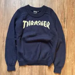 THRASHER 00s ラグランニット　ウール　ネイビー