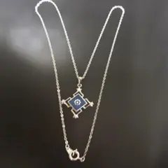 シルバー 青色模様 ペンダントネックレス