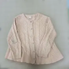 プティマイン ピンク ケーブル編み カーディガン M