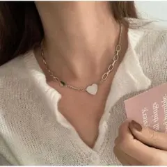 ハート チェーン ネックレス メタル アクセサリー シンプル レディース 女子◇