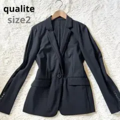 qualite カリテ テーラードジャケット ブラック ウール サイズ2のサムネイル