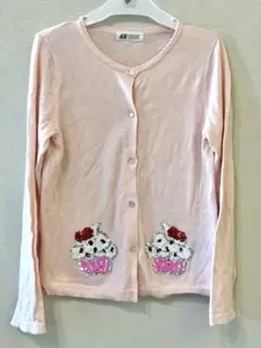 H&M カップケーキ刺繍 カーディガン140cm