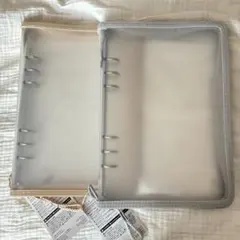 6リングファイル　A5　グレーベージュ　2個セット　ジッパー付き　シール帳