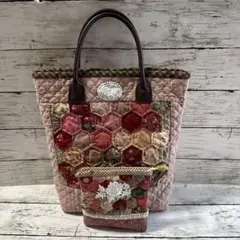パッチワーク♡ヘキサゴントートバッグ♡ミニポーチ