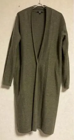 ユニクロ　ロングニットカーディガン　カーキ