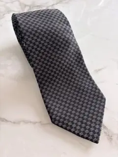 【難アリ】GUCCI グッチ ネクタイ マイクロGG柄 ブラック系 シルク