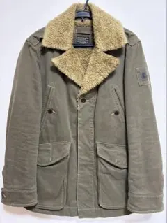 オリーブグリーン ボア襟 ミリタリージャケット