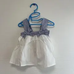 Petit main チュニック 80 白/ストライプ