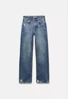 ZARAデニムストレート ハイウエストフルレングスパンツ36サイズ レディース