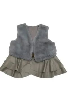 グレー ファー フリル ベスト