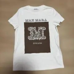 美品　MAX MARA ロゴ　花柄　プリント Tシャツ 半袖　ブラウン　生成のサムネイル