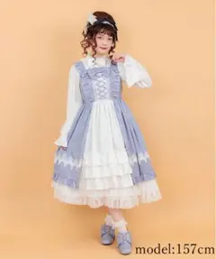 新品★アクシーズファムkawaiiロココジャンパースカートロリータワンピブルー