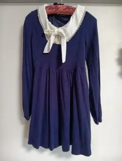 イング　ネイビー長袖ミニワンピース