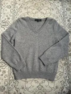 TAKASHIMAYA カシミア100％グレー Vネックセーター 110