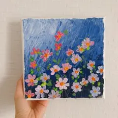 絵画 ミニキャンバス 向日葵畑 アクリル画 - メルカリ
