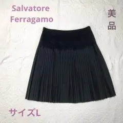 【美品☆高級】サルヴァトーレフェラガモ レザー スカート ブラック 金ボタン 美品☆高級】サルヴァトーレフェラガモ レザー スカート