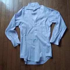 ​【美品】スリムフィット ワイシャツ（薄紫チェック×ピンクボタン）