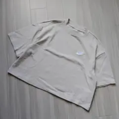 ナイキ クロップドTシャツ ベージュ 刺繍ロゴ Lサイズ