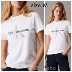 【新品】CK ジーンズ ロゴ コットン Tシャツ ホワイト クルーネック Mのサムネイル