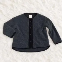 studioCLIP フリース ボア ノーカラー ジャケット グレー Lサイズ