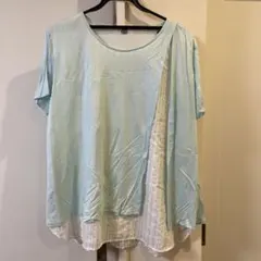 J.PRESS 半袖 Tシャツ ライトブルー ストライプ切替のサムネイル