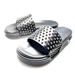 未使用クリスチャンルブタン　スタッズブラックスライドサンダル　42