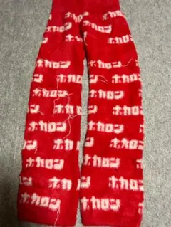 レッド フリース レギンス ロゴプリント