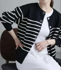 ボンジュールサガン　前後2wayクルーネックスナップカーディガン
