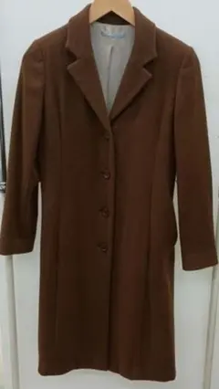 カシミヤ100%　ロングコート　ブラウン　チェスターコート　美品