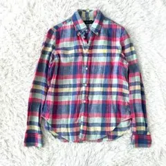 ラルフローレン 麻100% チェックシャツ 長袖 BDシャツ SP