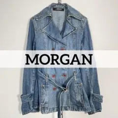 ★チュニジア製 00s MORGAN デニム ショート フレア トレンチコートのサムネイル