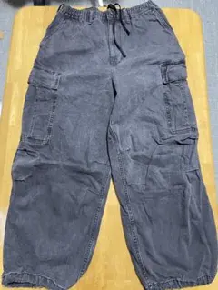 グレー カーゴパンツ ゴム入り 4ポケット