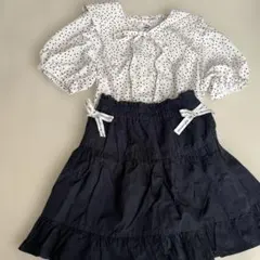 ピンクラテ150㎝シャツトップスとALGY150㎝スカート2点セット