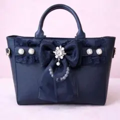 ROJITA 2wayバッグ 黒 チュールリボン ビジュー 美品