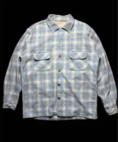 60s TOWNCRAFT オンブレ シャドーチェック シャツ M ビンテージ