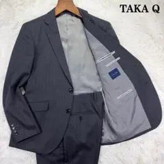 ウォッシャブル】タカキュー ストライプ セットアップスーツ ネイビー