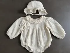 アイボリー ロンパース&帽子セット　セレモニードレス