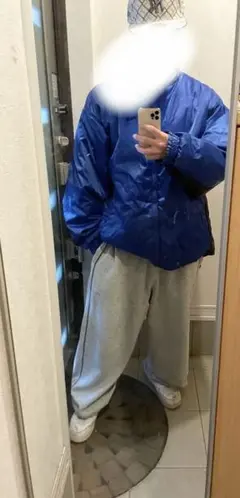 FILA フルジップダウンジャケット 青 リバーシブルBboy ビッグサイズ