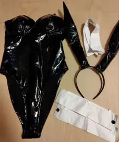 バニーガール コスプレ 衣装 セクシー エナメル ブラック 黒 M