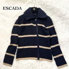 ESCADA エスカーダ 変形 ボーダーニット ジップアップ Sサイズ