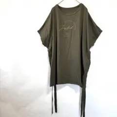 オーバーサイズロゴT M カーキ ゆったり カジュアル サイドリボン 半袖 夏