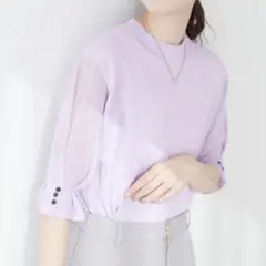 【新品タグ付】natural couture【WEB限定】袖シアー強撚ニット