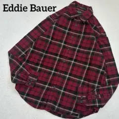 【極上】Eddie Bauerタータンチェックフランネルシャツリラックスフィット