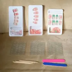 ネイルチップ ピンク系 ミディアムラウンド 付け外し簡単 強力両面テープ