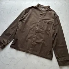 無印良品 スタンドカラーシャツ ブラウン M 起毛 コットン100% シンプル