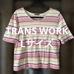 TRANS WORK ストライプ 半袖カットソー　サイズLのサムネイル