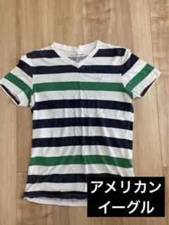 アメリカンイーグル　Tシャツ　ボーダー　グリーン　ネイビー　ホワイト　Mサイズ